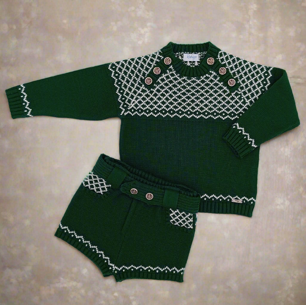 Bottle Green Boy's Short Set